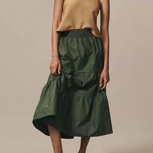 Anthropologie The Somerset Maxi Skirt Forest Green, Moss A-Line Skirt, L